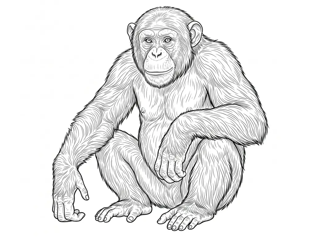 Chimpanzee outline template to trace with AR Drawing