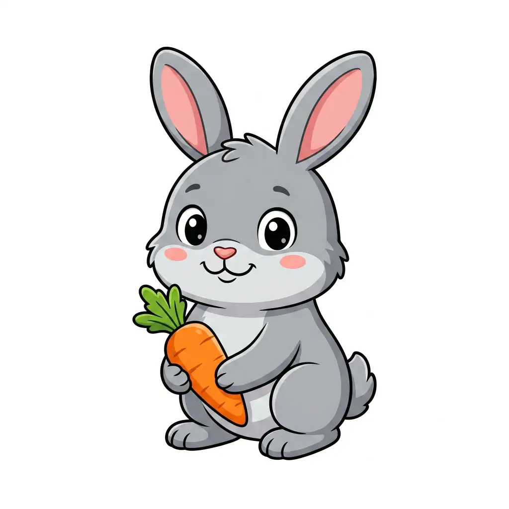 Cute Bunny Carrot color drawing template to trace with AR Drawing