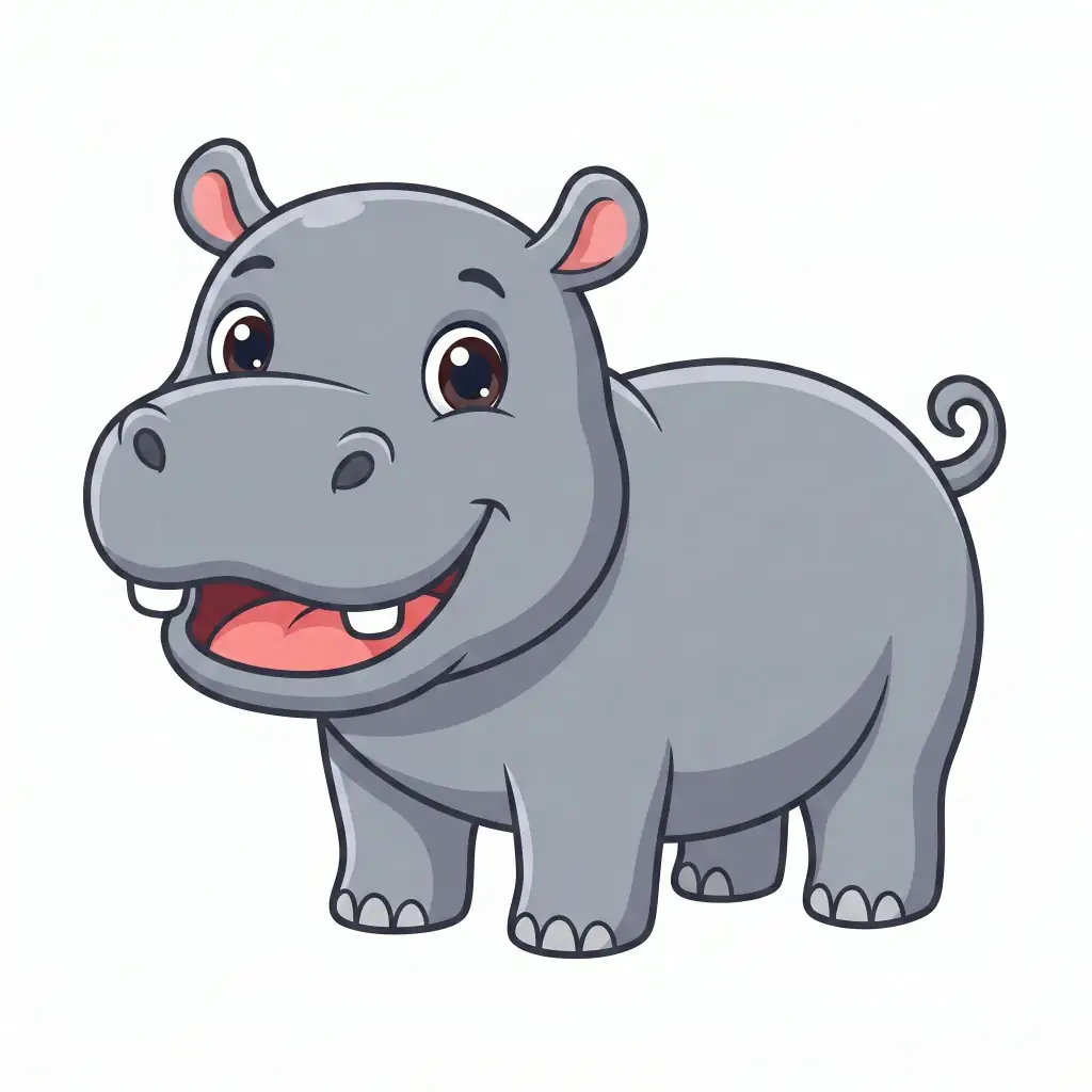 Cute Hippopotamus color drawing template to trace with AR Drawing