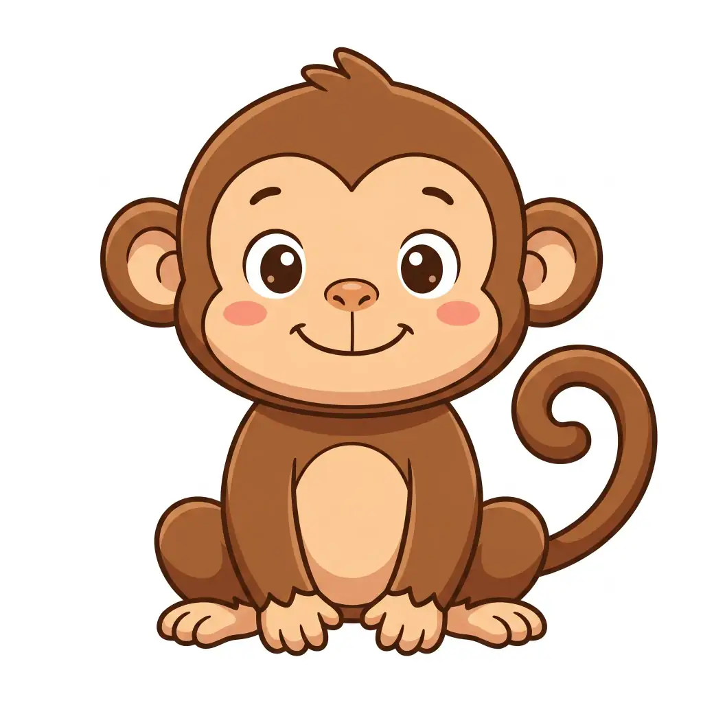Cute Monkey color drawing template to trace with AR Drawing