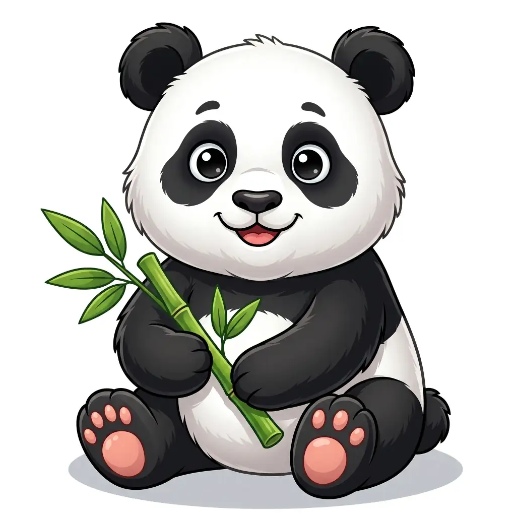 Cute Panda Bamboo color drawing template to trace with AR Drawing