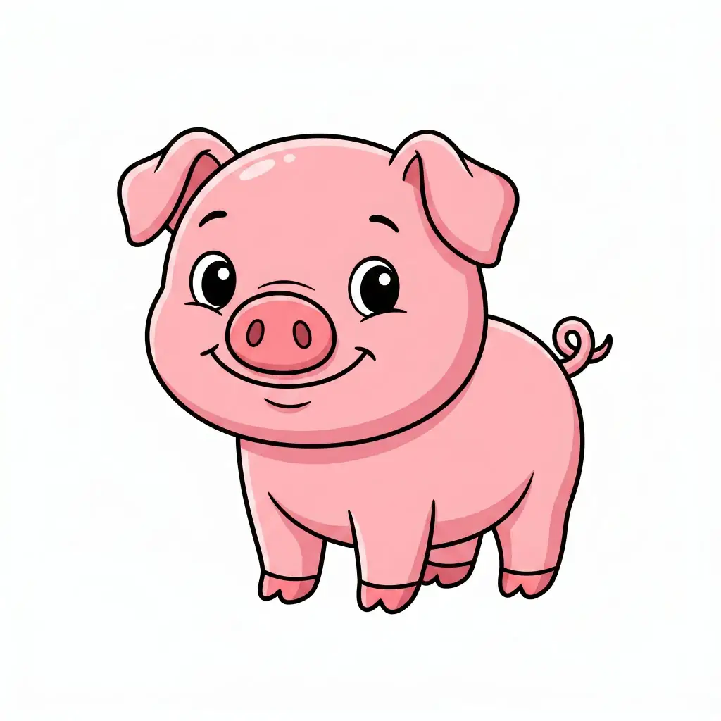 Cute Piglet color drawing template to trace with AR Drawing