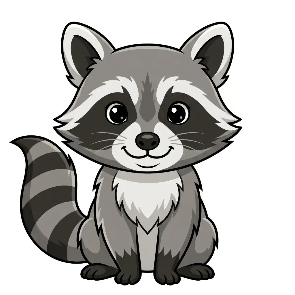 Cute Raccoon color drawing template to trace with AR Drawing