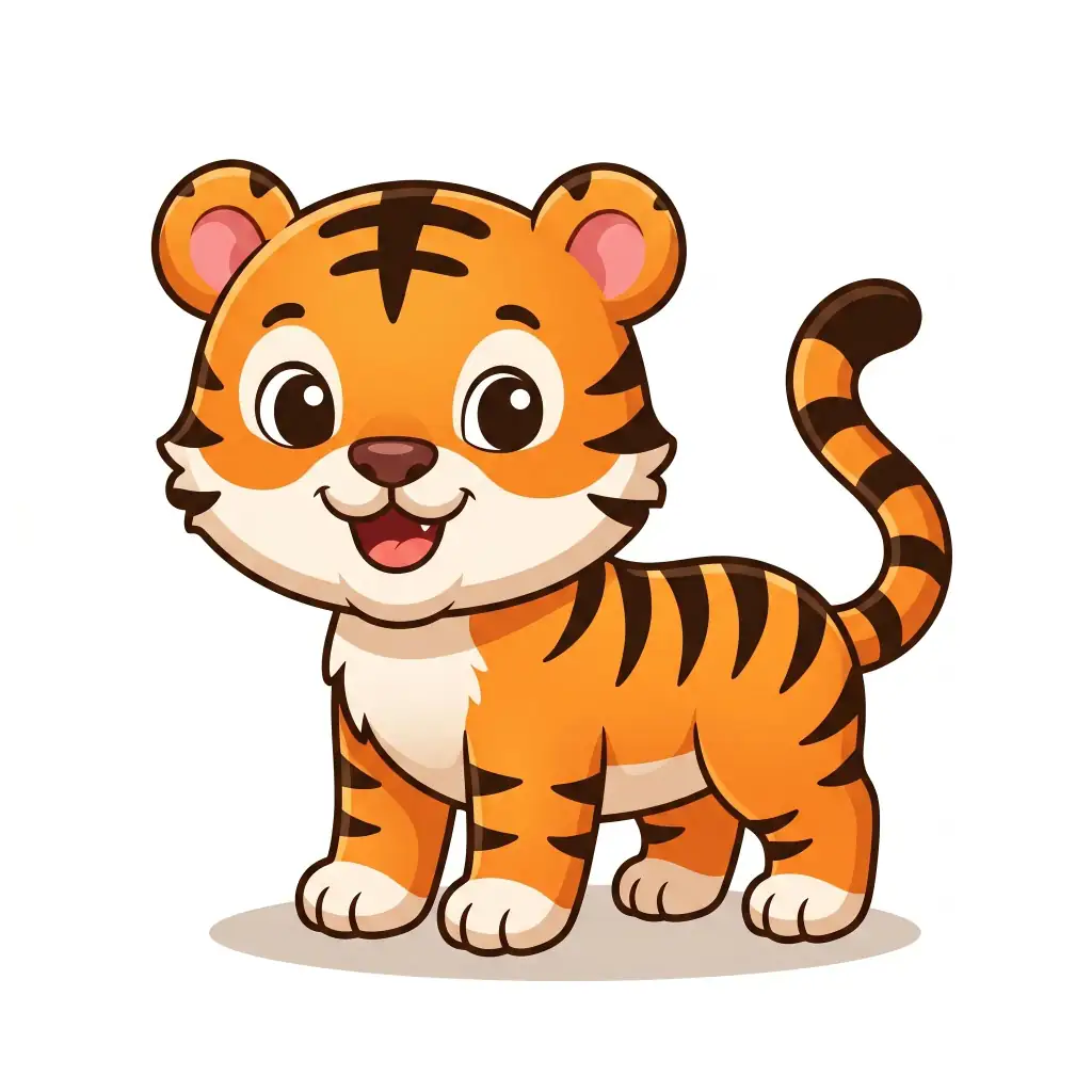 Cute Tiger Cub color drawing template to trace with AR Drawing
