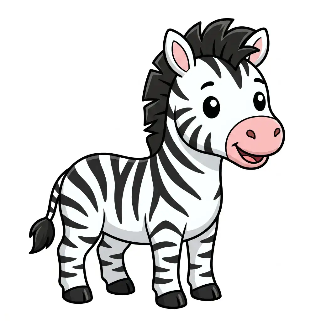 Cute Zebra Foal color drawing template to trace with AR Drawing