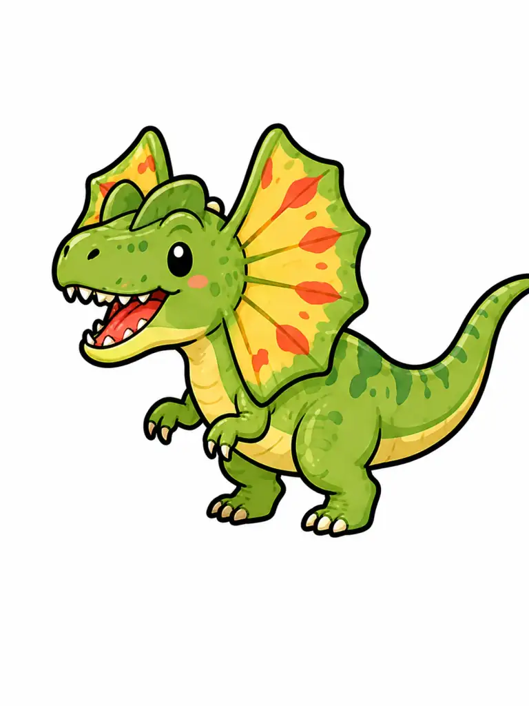 Dilophosaurus Frilled color drawing template to trace with AR Drawing