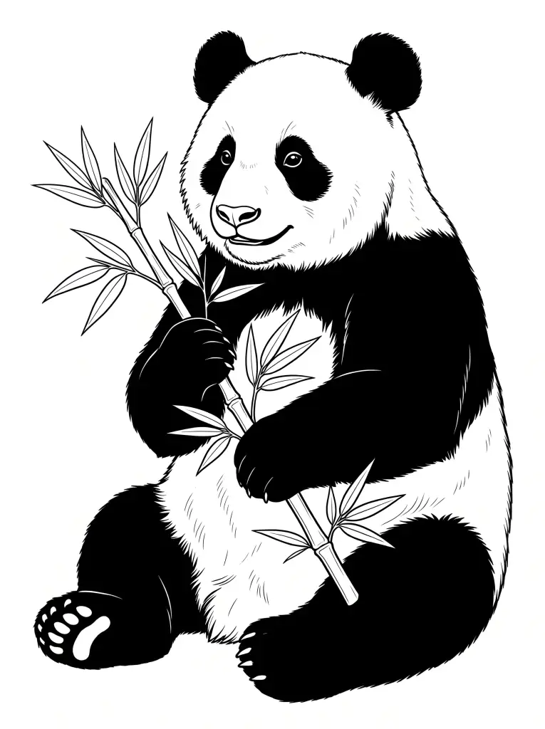 Giant Panda outline template to trace with AR Drawing