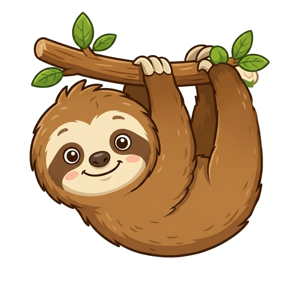 Hanging Sloth color drawing template to trace with AR Drawing