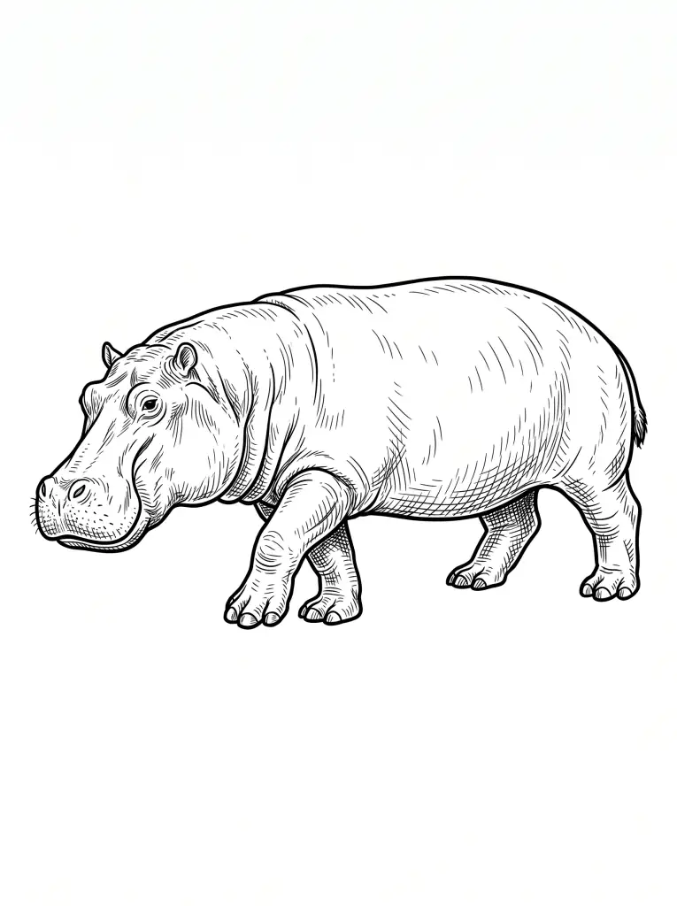 Hippopotamus outline template to trace with AR Drawing