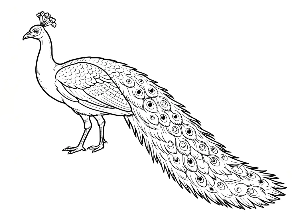 Peacock outline template to trace with AR Drawing