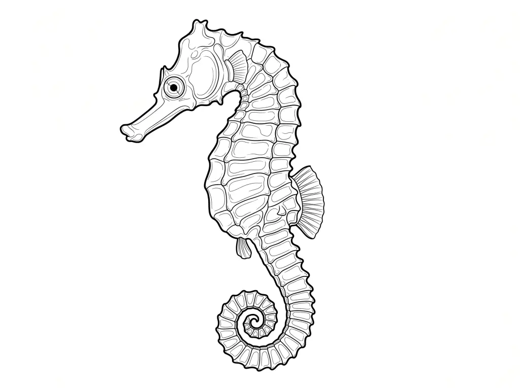 Seahorse outline template to trace with AR Drawing