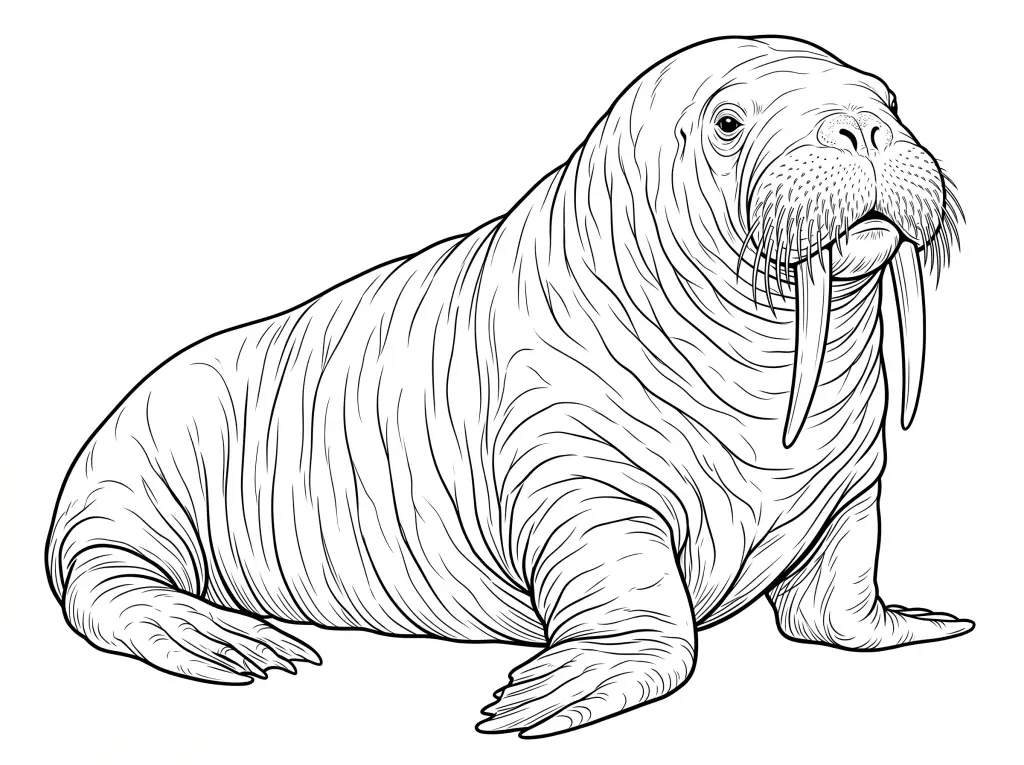 Walrus outline template to trace with AR Drawing