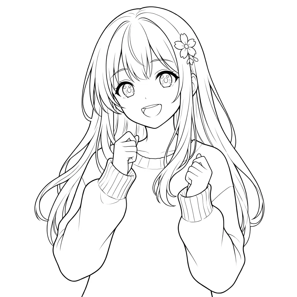 School Girl outline template to trace with AR Drawing