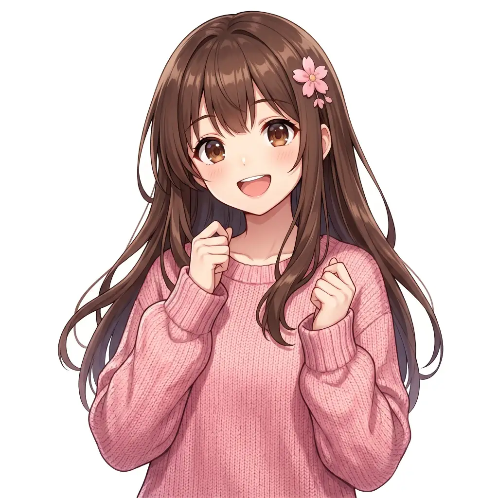 Cute Pink Sweater Girl color drawing template to trace with AR Drawing