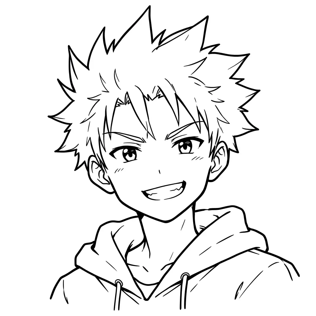 Grinning Hoodie Boy outline template to trace with AR Drawing