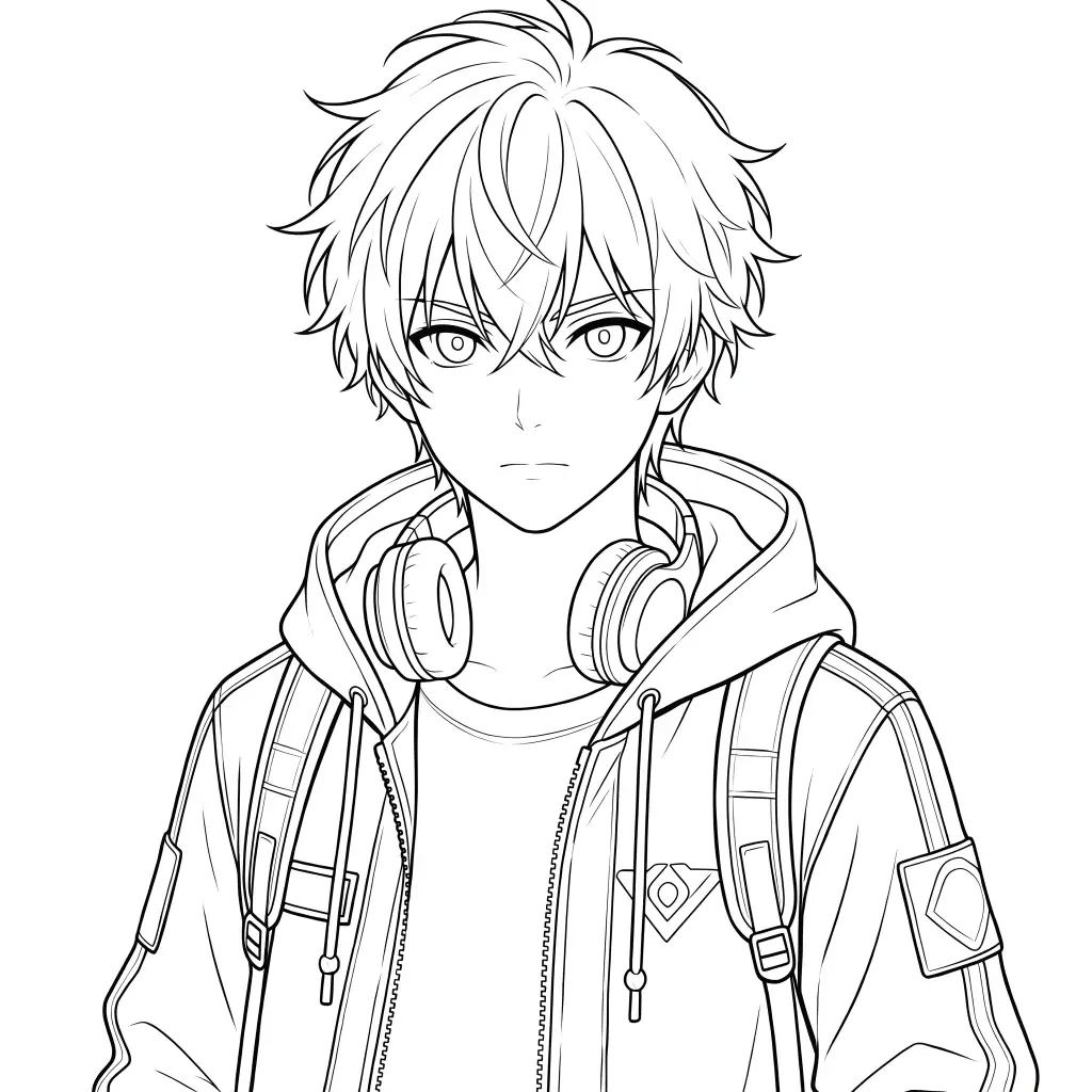 Headphones School Boy outline template to trace with AR Drawing