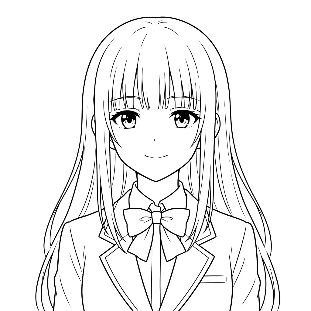 Long Hair Blazer Girl outline template to trace with AR Drawing