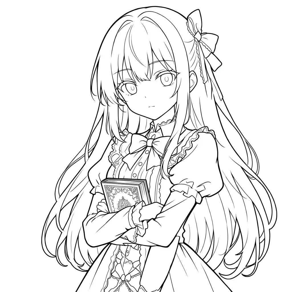 Long Hair Girl Book outline template to trace with AR Drawing