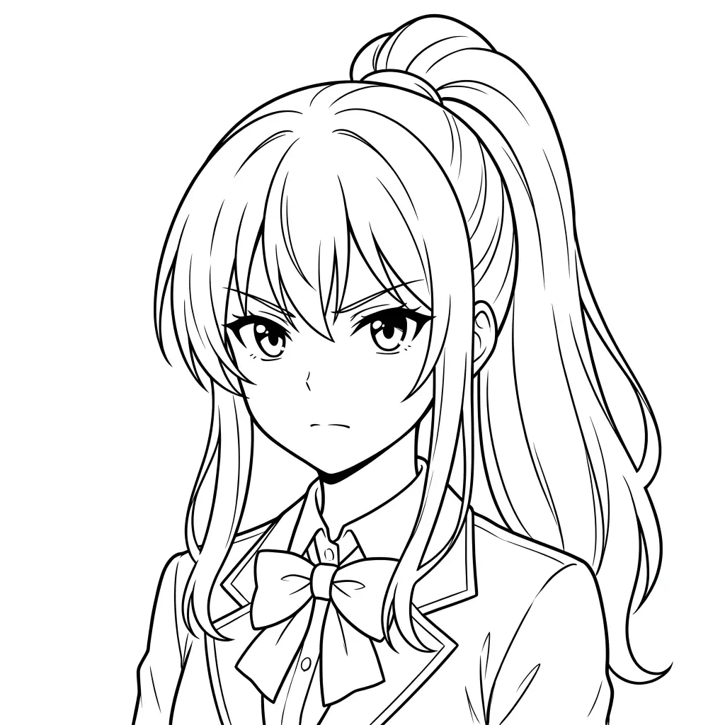 Ponytail School Girl outline template to trace with AR Drawing