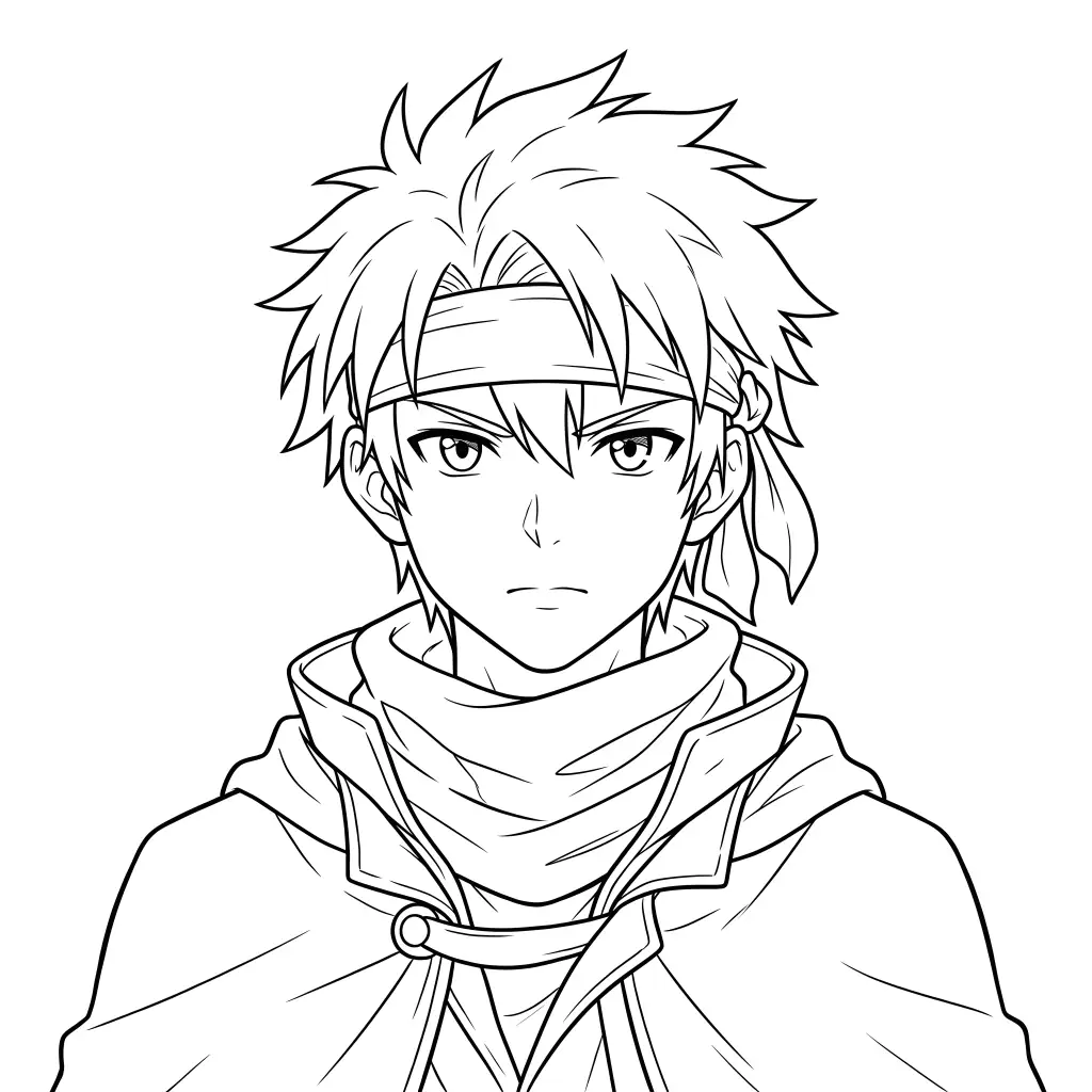 Scarf Warrior Boy outline template to trace with AR Drawing