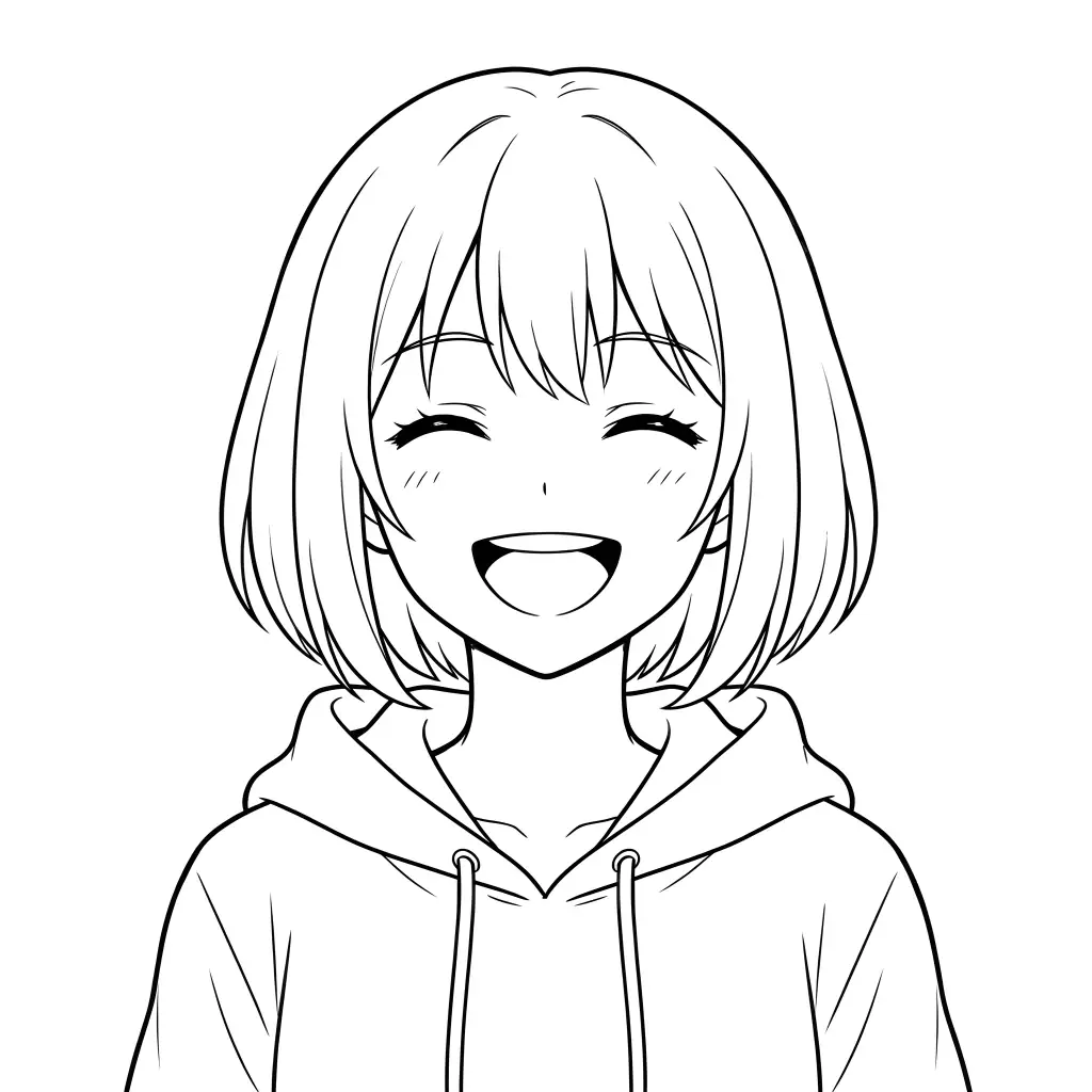 Short Hair Girl outline template to trace with AR Drawing