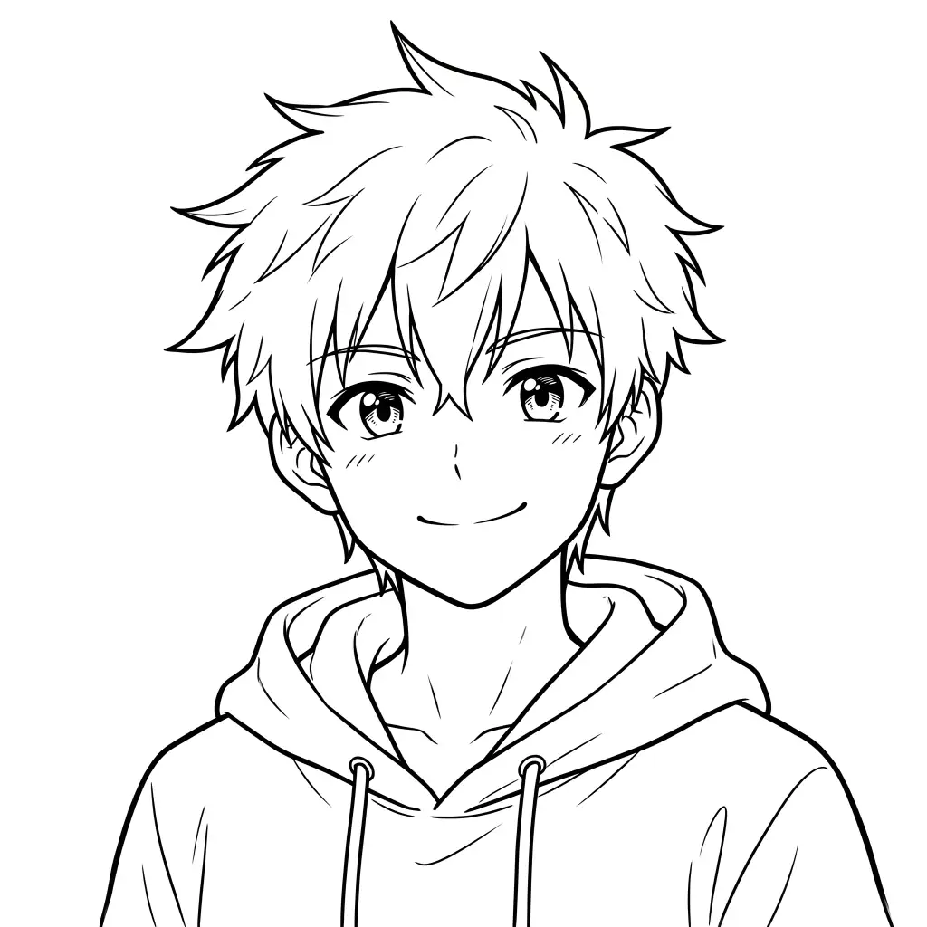Soft Smile Hoodie Boy outline template to trace with AR Drawing