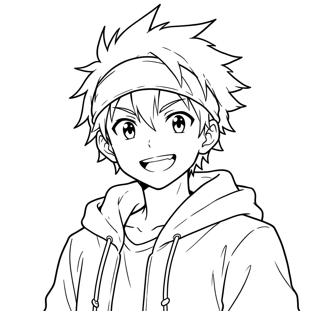 Spiky Hair Hoodie Boy outline template to trace with AR Drawing