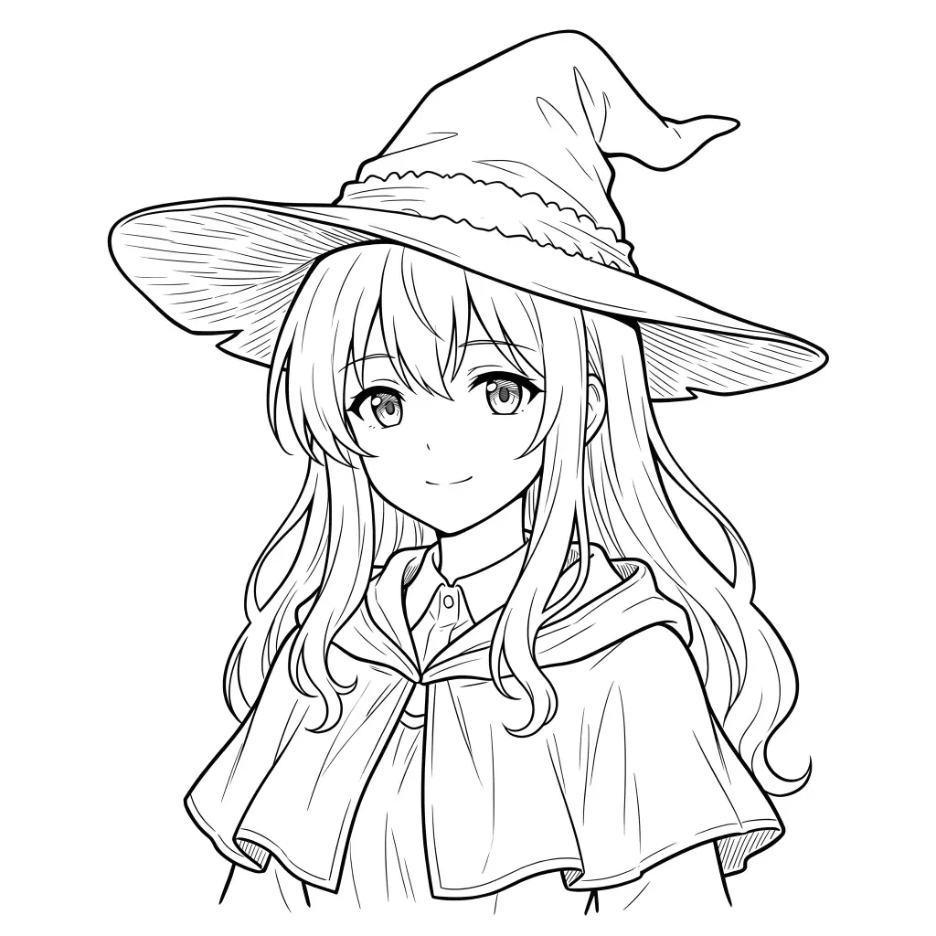 Witch School Girl outline template to trace with AR Drawing