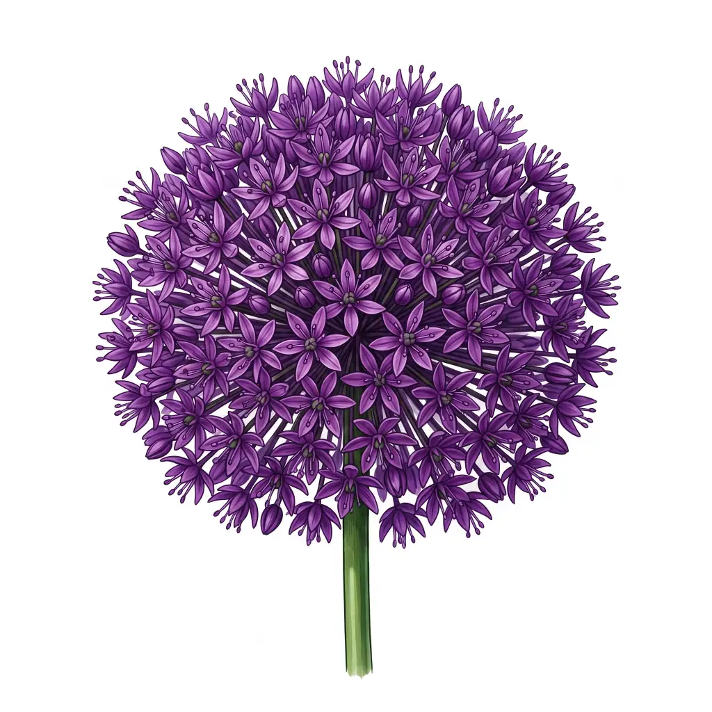 Vibrant Allium Globe color drawing template to trace with AR Drawing