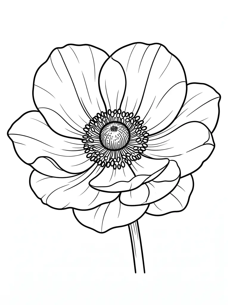 Delicate Anemone outline template to trace with AR Drawing