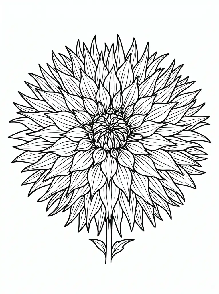 Delicate Cactus Dahlia outline template to trace with AR Drawing