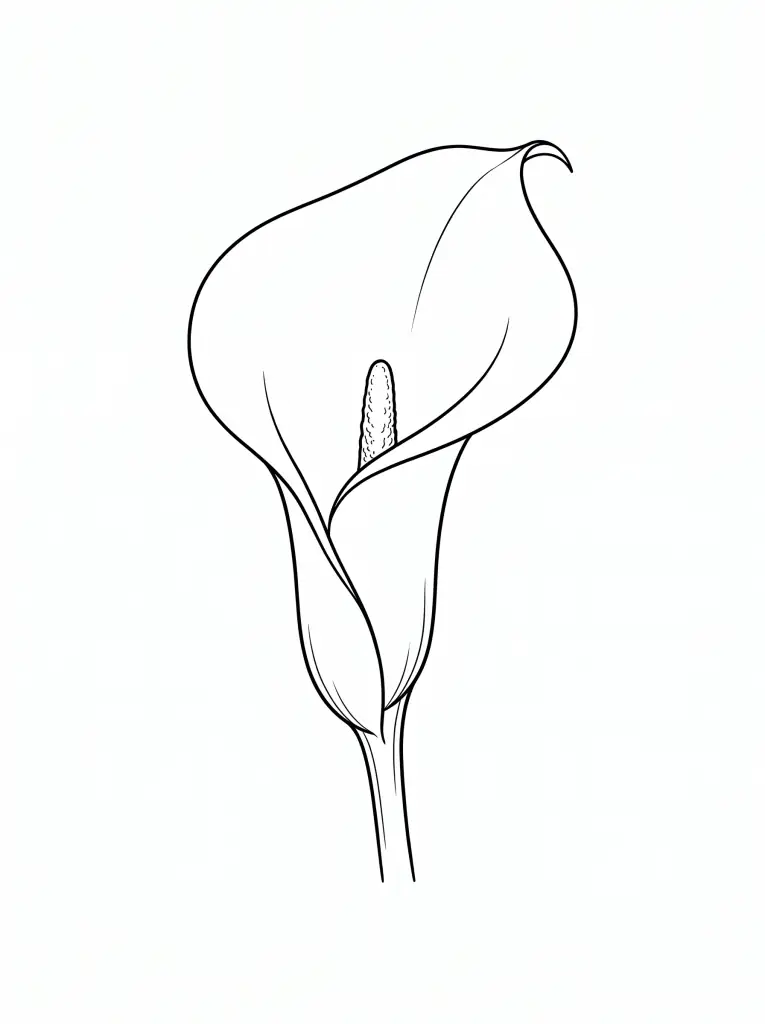 Delicate Calla Lily outline template to trace with AR Drawing
