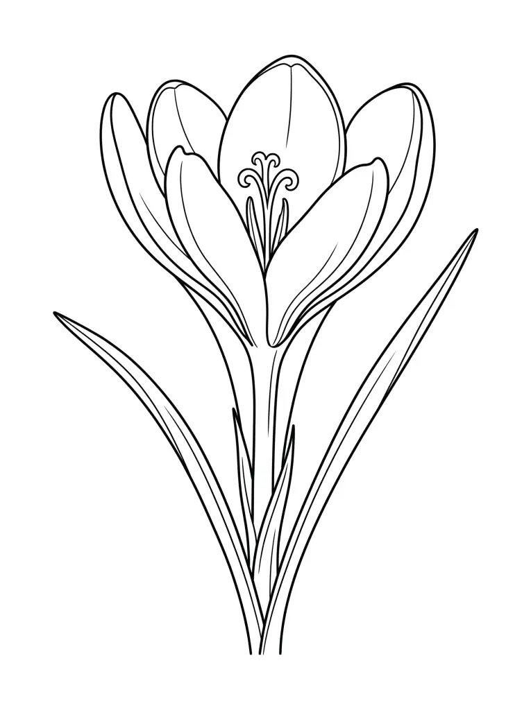 Delicate Crocus outline template to trace with AR Drawing