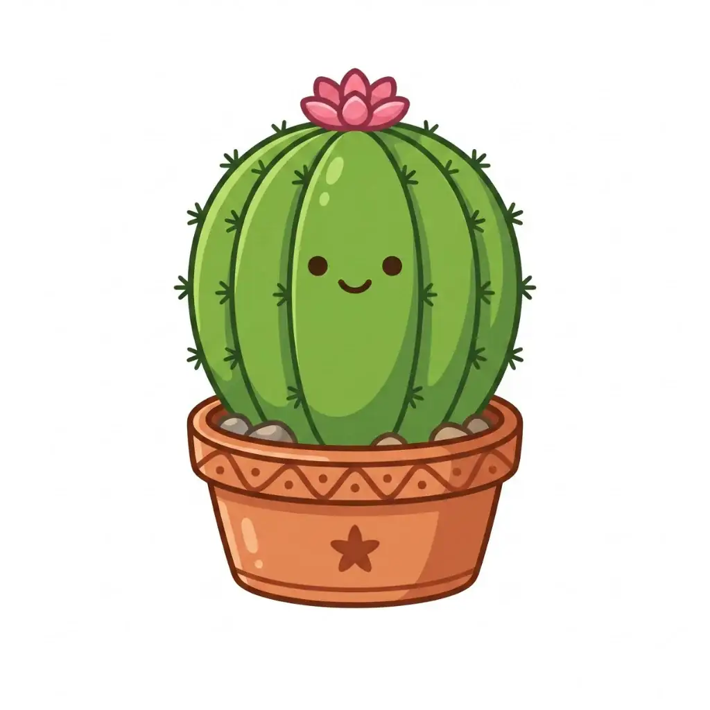 Cute Cactus color drawing template to trace with AR Drawing