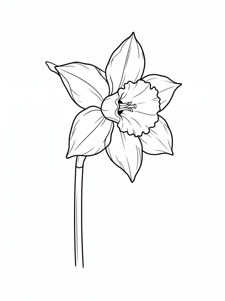 Delicate Daffodil outline template to trace with AR Drawing