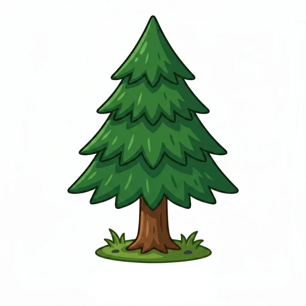 Pine Tree color drawing template to trace with AR Drawing