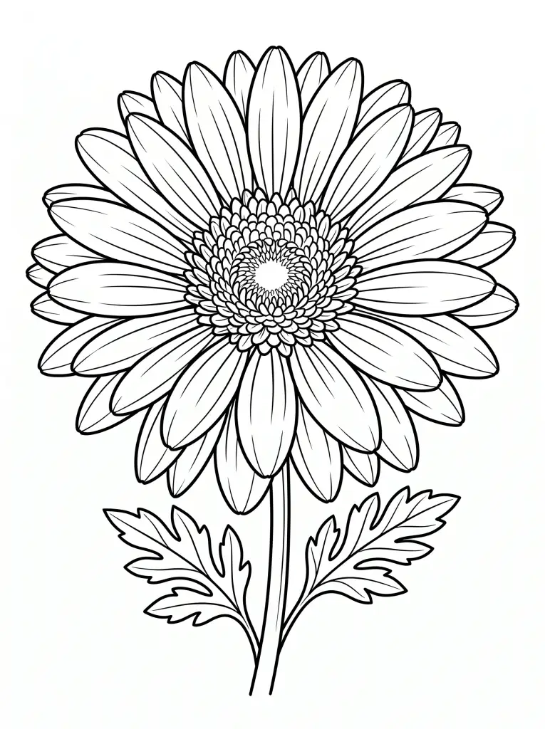 Delicate Gerbera Daisy outline template to trace with AR Drawing