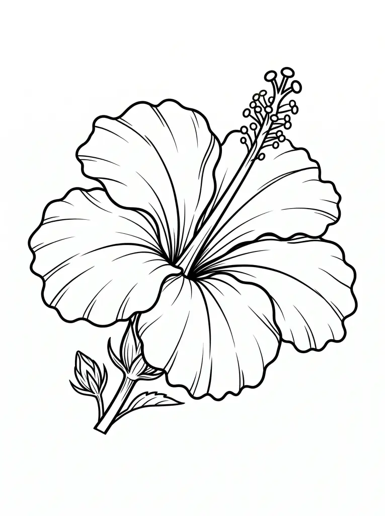 Delicate Hibiscus outline template to trace with AR Drawing