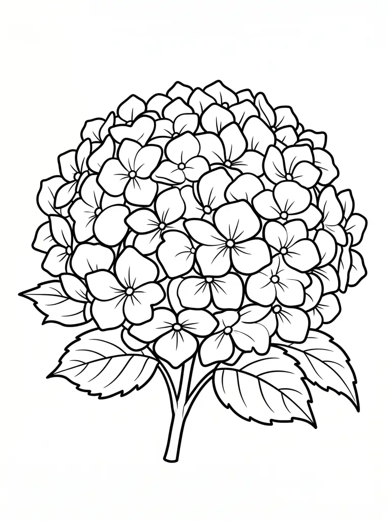 Delicate Hydrangea Cluster outline template to trace with AR Drawing