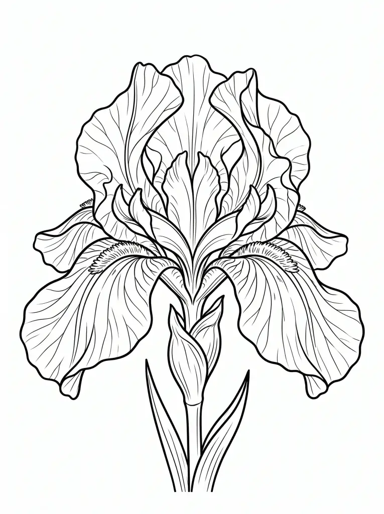Delicate Iris outline template to trace with AR Drawing