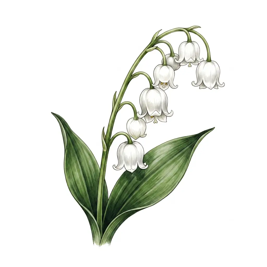 Delicate Lily Of The Valley color drawing template to trace with AR Drawing