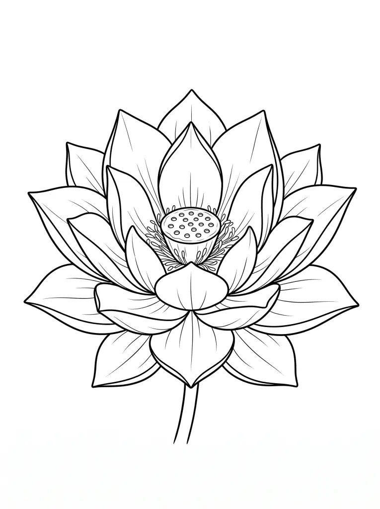 Delicate Lotus outline template to trace with AR Drawing