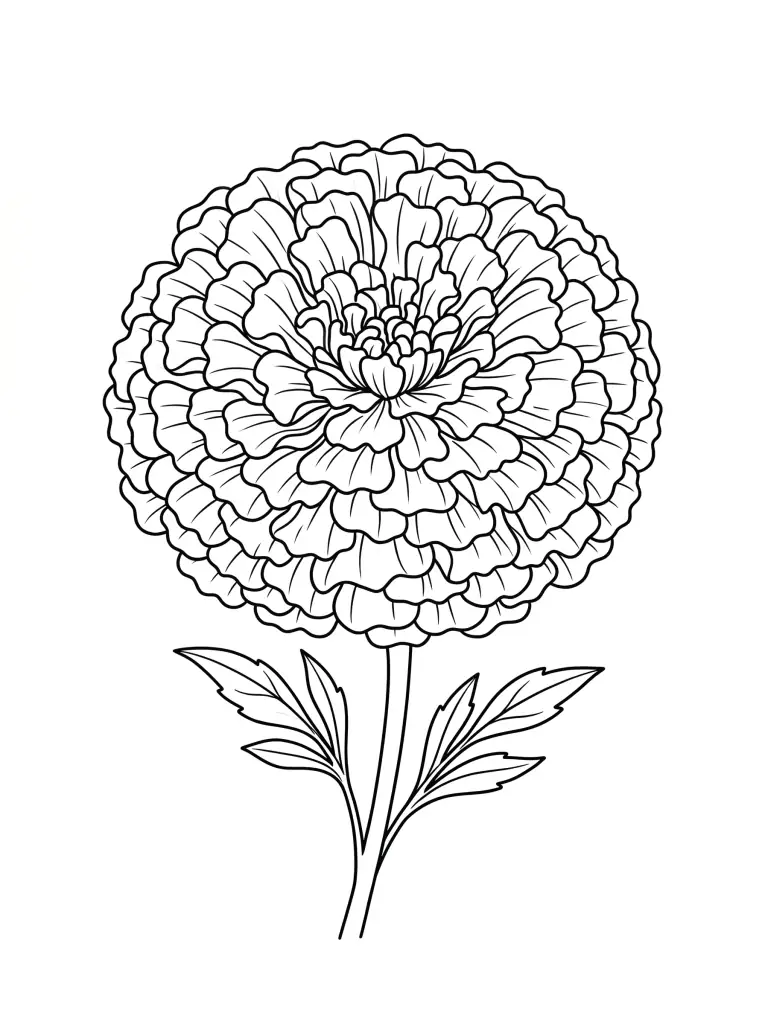 Delicate Marigold outline template to trace with AR Drawing