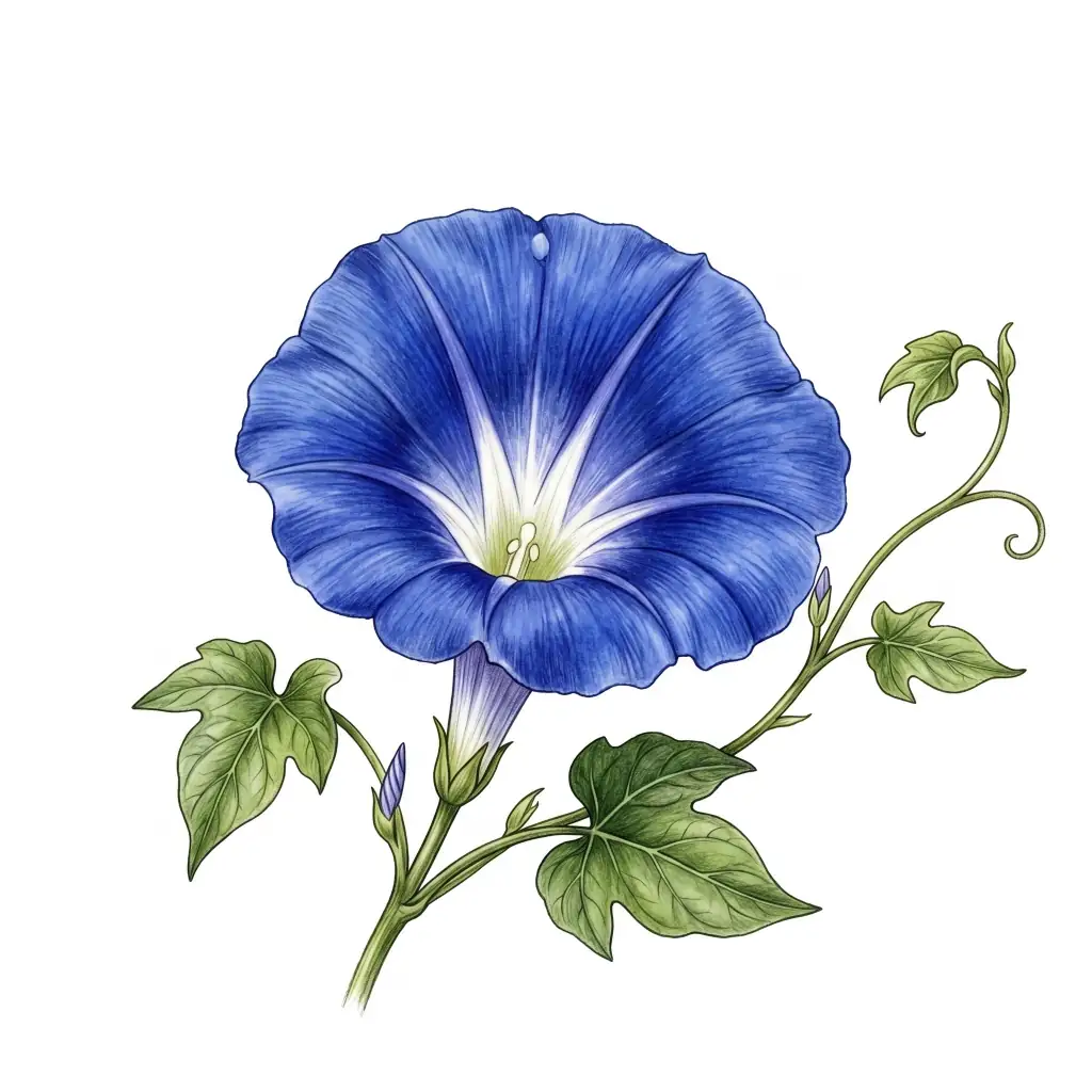 Vibrant Morning Glory Blue Funnelshaped color drawing template to trace with AR Drawing