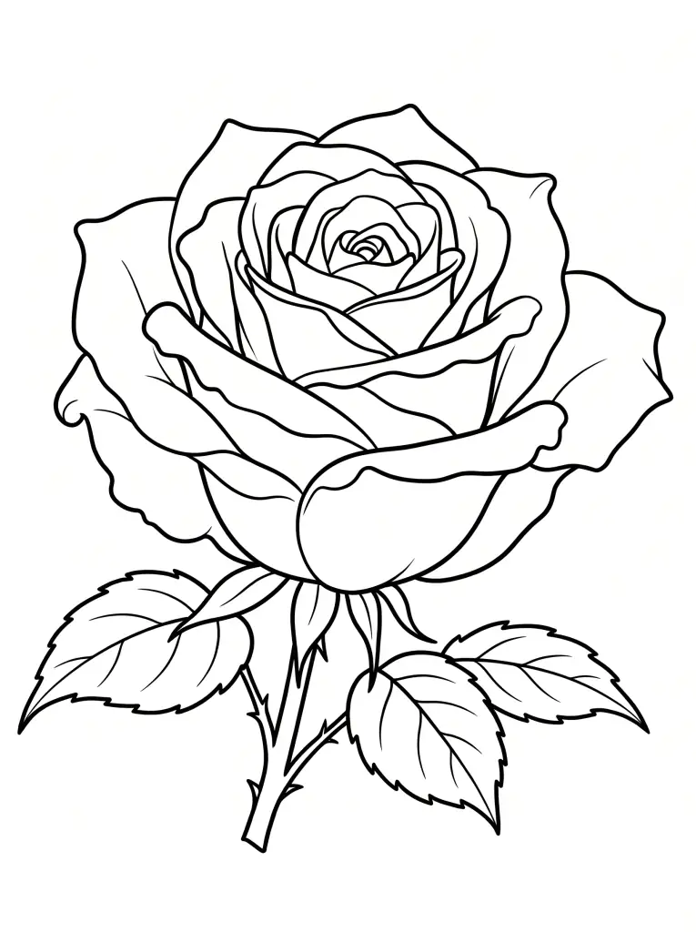 Delicate Open Rose outline template to trace with AR Drawing