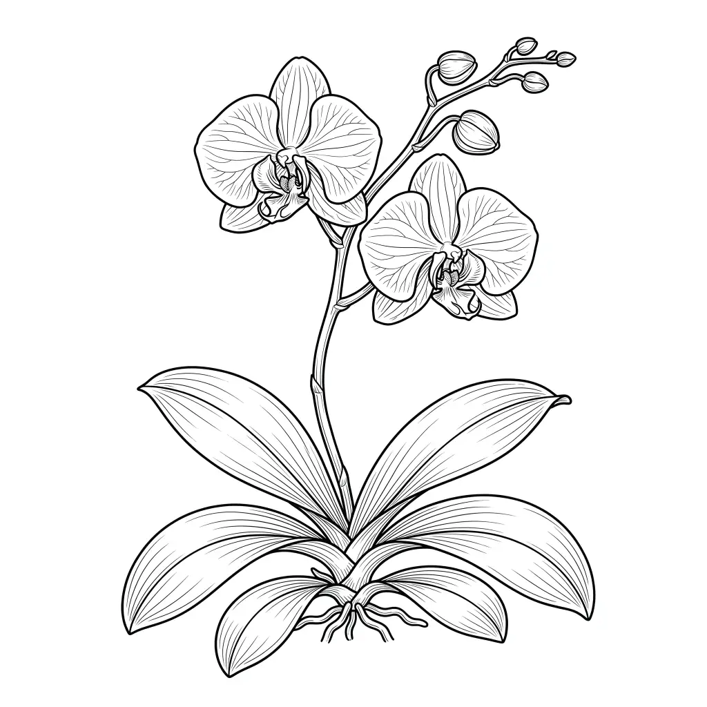 Orchid outline template to trace with AR Drawing