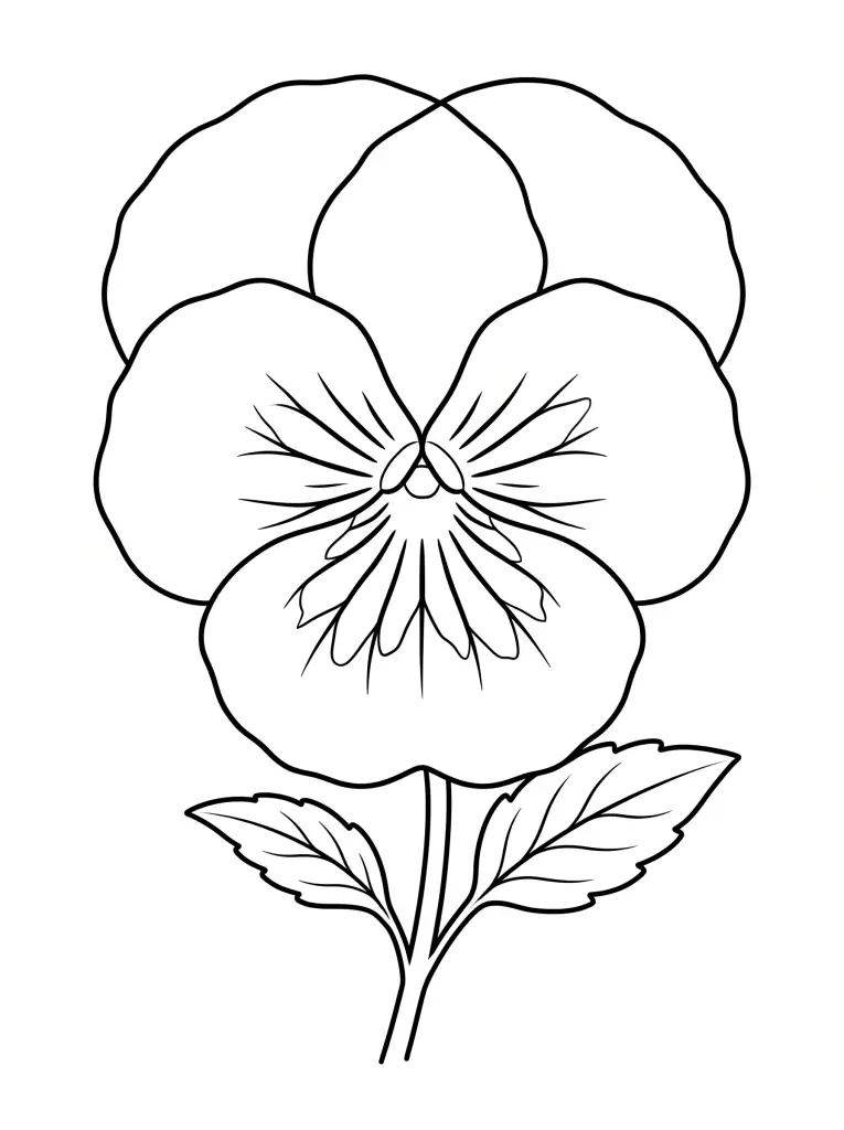 Delicate Pansy outline template to trace with AR Drawing