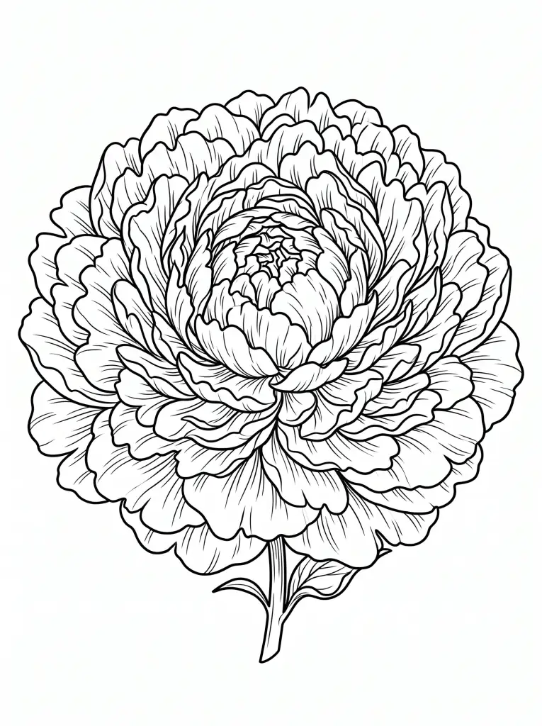 Delicate Peony outline template to trace with AR Drawing