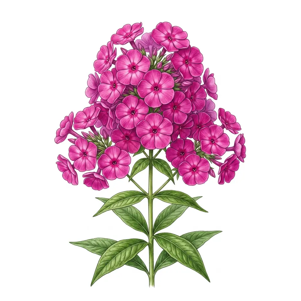 Vibrant Phlox Cluster color drawing template to trace with AR Drawing