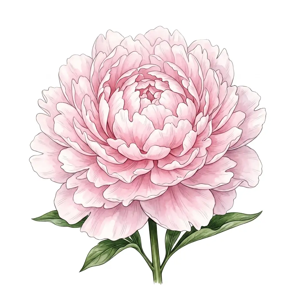Peony color drawing template to trace with AR Drawing